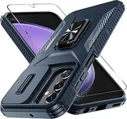 [GOVTAN] for Samsung Galaxy A15 5G Case with Slide Camera Cover+Screen Protector+Magnetic Rotatable Kickstand,Tough Hybrid Heavy Duty Shockproof Protective Phone Cover,Blue