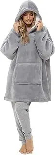 [GM Apparel] Women's Wearable Blanket Hoodie Oversized Hooded Blanket – Sherpa & Fleece Blanket for Men & Women, Comfy Cosy Fluffy Loungewear Girls Hoodies with Pockets