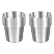 2 Pcs 304 Stainless Steel Cup, 10.14oz/300ml Double Wall Water Glasses Silver