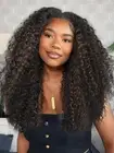 Highlight Brown Glueless Curly Wig Dark Brown mix Light Deep Wave Synthetic L...