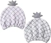 FOMIYES 2pcs Women's Hair Cap Fleece Material and Pineapple Print Hair Drying Hat Soft and Gentle for Home Use