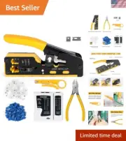 Complete RJ45 Crimp Tool Kit for Cat5/Cat6/Cat7 Ethernet Cables - 50 Connectors