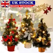 Mini Pre-lit Christmas Tree With LED Lights Xmas Ornament Tabletop Home Gift
