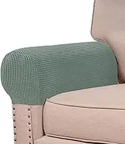 Turquoize Stretch Armrest Covers for Chairs and Sofas Couch Arm Covers for Sofa Spandex Jacquard Armrest Covers Anti-Slip Furniture Protector Armchair Slipcovers for Recliner Set of 2, Dark Cyan