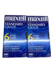 2 Maxell VHS T-120 6 Hour Standard Grade VCR Blank Video Cassette Tapes Sealed