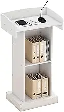 Lectern Podium Stand, Podium Stand Wooden Lecterns with 2 Open Storage Conference Table Pulpits for Churches Lecterns Portable Standing Lectern,