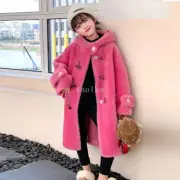 Winter Child Girls Outfits Wool Lamb Fur Real Shearling Mid Long Outwear Jackets