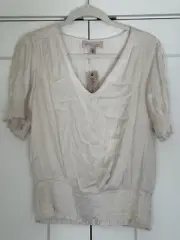 Philosphy Blouse Womens Medium White Top Satin Ruffle Office Church Silky