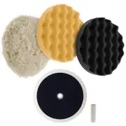 Waffle Foam & Wool Buffing & Polishing Pad Kit w/ 3 - 8" Pads Grip Backing Plate
