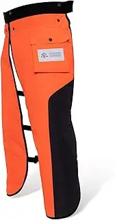 [ZELARMAN] Chainsaw Chaps Apron Wrap 8-layer for Men/Women Loggers Forest Workers Protective Chain Saw Pants Adjustable, Orange&black, Medium Size: 36"-38"