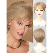 Synthetic Wig Natural Straight Short Bob Side Part Wig 10 inch Light golden Synthetic Hair Women's Multi-color