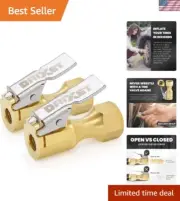 Durable Locking Tire Air Chuck Set - Solid Brass, Quick Connect, Round Use
