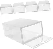 CRILSTYLEO Stackable Shoe Storage Box 5pcs Plastic Shoe Containers Drawer Shoe Organizer Bins for Home