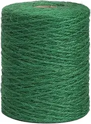 Vivifying Green Garden Twine, Natural 2mm Jute Twine for Floristry, Bundling, Crafts (Dark Green) 656Feet Green