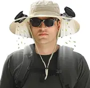 [Kesefunm] Hat with Fans Solar Power, Solar Fan Hat for Men Women, 2 Solar Fan Sun & USB Charging Sombrero Con Ventilador Solar