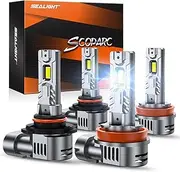 SEALIGHT 9005/HB3 H11/H8/H9 Fog Bulb 8x Brightness 46000LM S2S Series Wireless, HB3 H9 Fog Lights With Cooling Fan, 1:1 Subsize Quick Installation 50000Hrs Lifespan, Pack of 4