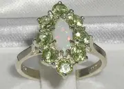 Natural Opal & Peridot Ring / 925 Sterling Silver Opal & Peridot Ring / 925 Ring