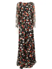 Abstract Pattern Silk Maxi Dress