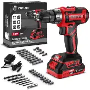 Power Drill Cordless: DEKO PRO Red Cordless Drill 20V Electric Power Drill Set