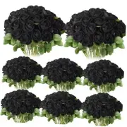 80 Pcs Artificial Rose Flowers Bulk with Long Stem Fake Roses Silk Black