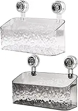 Huayeex Clear Shower Caddy Suction Cup - Shower Dispenser and Organizer | Suction Bathroom Caddy to Save Space for Facial Cream Perfume Face Cup