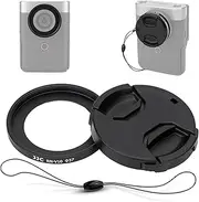 JJC 37mm Metal Filter Adapter for Canon PowerShot V10 Vlog Camera, with Lens Cap, Lens Cap Keeper
