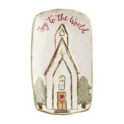 Mud Pie Home JOY TO THE WORLD Church Chapel Christmas Stoneware Tidbit Tray