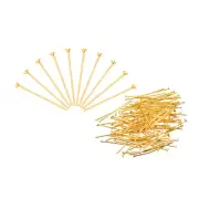 200Pcs Flat Head Pins for Jewelry Making 45mm Brass 20 Gauge Gold