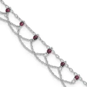 Sterling Silver Rhodolite Garnet Anklet