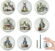 [Lasyman] 8Pack1.5 Rabbit Theme Ceramics Knob Safari Animal Nursery Room Cabinet Dresser Drawer Knobs Handles and Pulls