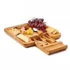 Bamboo Cheese Board with Knife Set Bamboo Charcuterie Platter Serving Tray