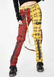 [Tripp NYC] Split Leg Plaid Bondage Pants