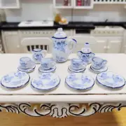 15PC Dollhouse Miniatures 1:12 Scale Celadon Tea Set Coffee Teapot Cup Accessory
