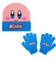 Kirby Beanie Hat Youth Boy Girl Kids Toboggan Gloves Set Ski Snow Nintendo Pink