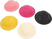DRESSOOS 5pcs Knit Doll Hats Lightweight Straw Props for DIY Craft Versatile Colors Leaf Pattern Design for Dollhouse Accessories Summer Styling