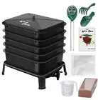 Blütezeit Worm Composter 5-Tray, Compost Bin Worm Farm with Complete Kits(Black)