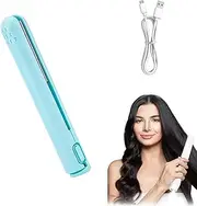 Beautyskinusa Mini Dual-Purpose Curling Iron, Cozy Home Curling Iron,Mini Curling Wand & Flat Iron Hair Straightener, Upgrade 2-in-1 Portable Curling Wand (Blue)