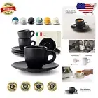 Luxury 3 oz Handcrafted Espresso Mugs Set with Saucers - Dishwasher Safe