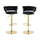 Black Velvet Seat Kitchen Breakfast Bar Stools Counter Height Barstools with Bac