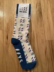 NWT Ladies Sock Club Green/purple White Pattern One Pair High Socks