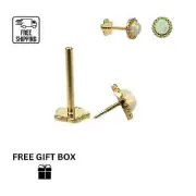 14K Yellow Gold Round Opal Stone Cartilage Barbell Earring With Screw Back