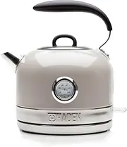 [HADEN] Jersey Stainless Steel Kettle - 3000W Rapid Boil Technology, Ergonomic Design, BPA-Free, Safety Features, and Stylish Chrome Detailing, Putty