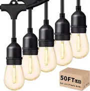 Outdoor Led String Lights 50FT, Patio Lights with 16Pcs S14 Shatterproof Bulbs,