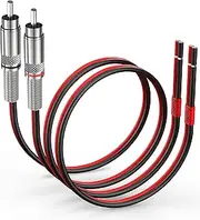 Pixelman 14AWG 6Ft RCA to Speaker Wire Adapter, 2-Pack, Red & Black, Male-to-Male, Compatible with Audio & Video Devices
