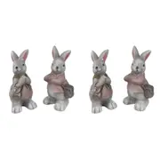 4x Urban 16cm Cute Bunny Ornament Decorative Home/Garden Display Med Grey/Pink