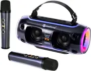 Karaoke Machine 30W Portable Bluetooth Speaker with 2 Wireless Microphones