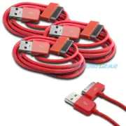3 PCS USB SYNC DATA POWER CHARGER CABLE IPAD IPHONE IPOD CLASSIC TOUCH NANO RED
