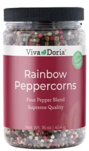 Viva Doria Rainbow Blend Peppercorn, Steam Sterilized Whole Black/Green Peppe...