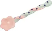 Anneome Cute Twisted Ceramic Spoon Multipurpose Dessert Serving Spoon for Kitchen Use Hand Painted Design Pink with Dots for Coffee Desserts and More