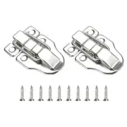 2 Pcs Duck-billed Hasp Lock, Retro Box Toggle Latch without Padlock Hole, Silver